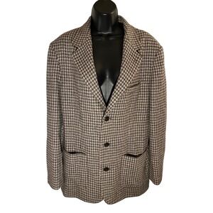 GAP‎ Houndstooth Blazer Jacket Mens Size S Brown Wool Blend Classic Fit